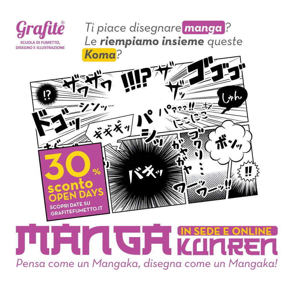 Manga Kunren, corso di manga Grafite in sede e online: pensa come un mangaka, disegna come un mangaka